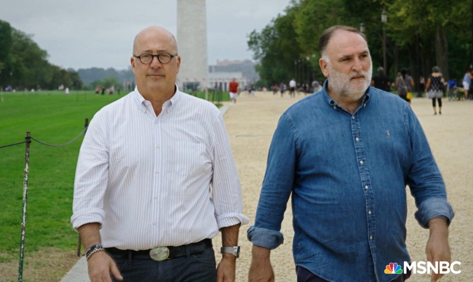 Celebrating the launch of their new MSNBC show “What’s Eating America” with my pals Andrew Zimmern and Patrick Weiland. Check it out Sunday night! Great night at Mercado Little Spain. What’s Eating America premiers 9e/8c on MSNBC this Sunday Feb. 16th. José Andrés and I explore our immigration system, through the lens of food. Come meet the folks who are feeding us all.